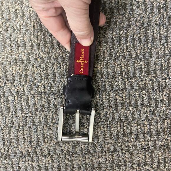 Cole Haan Brown Leather Belt Crafted in England Silver Buckle - Picture 8 of 8
